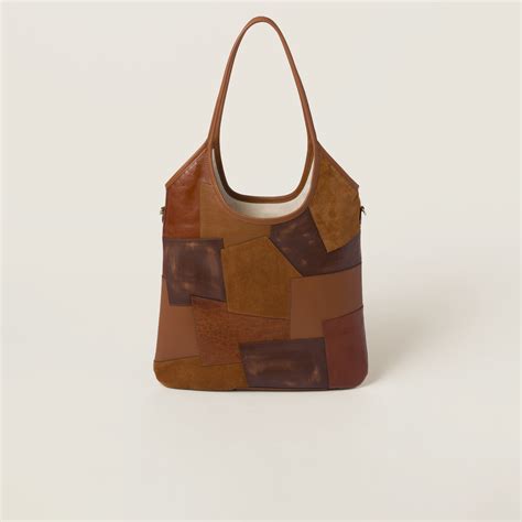 miu miu ivy leather patchwork bag|Cognac Ivy Leather Patchwork Bag .